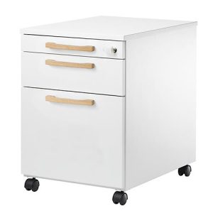 Schäfer Shop Select Rollcontainer Start Off Wood, Schub, Hängeregister & Utensilienauszug, B 432 x T 580 x H 595 mm, weiß