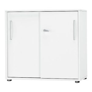 Schäfer Shop Select Schiebetürenschrank SET UP, abschließbar, 2 Ordnerhöhen, B 800 x T 420 x H 788 mm, weiß/weiß