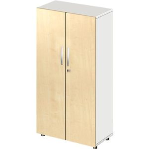 Schäfer Shop Select Schrank LOGIN, 4 Ordnerhöhen, B 800 x T 420 x H 1514 mm, weiß/Ahorn Dekor