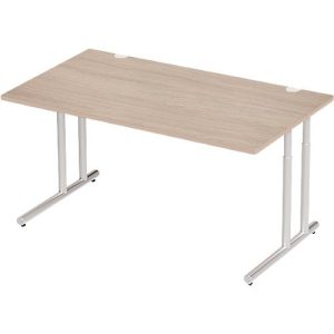 Schäfer Shop Select Schreibtisch COMBITEC, Rechteck, C-Fuß, B 1600 x T 800 x H 677-817 mm, Eiche/weißaluminium