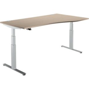 Schäfer Shop Select Schreibtisch DRIVE UP 2, elektrisch höhenverstellbar, Freiform, Ansatz rechts, T-Fuß, B 1800 mm, Eiche/weißalu
