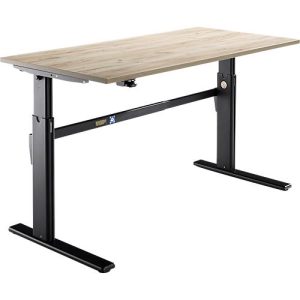 Schäfer Shop Select Schreibtisch, elektrisch höhenverstellbar, Rechteck, C-Fuß, B 1800 x T 800 x H 725-1185 mm, Wildeiche/schwarz