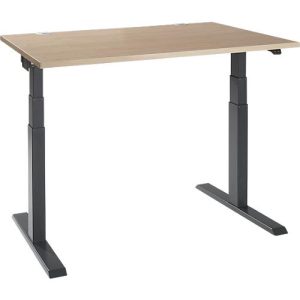 Schäfer Shop Select Schreibtisch ERGO-T 2.0, elektrisch höhenverstellbar, Rechteck, T-Fuß, B 1200 x T 800 x H 640-1300 mm, Eiche-Dekor/anthrazit