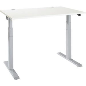 Schäfer Shop Select Schreibtisch ERGO-T 2.0, elektrisch höhenverstellbar, Rechteck, T-Fuß, B 1200 x T 800 x H 640-1300 mm, weiß/weißalu