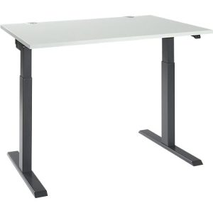 Schäfer Shop Select Schreibtisch ERGO-T 2.0, elektrisch höhenverstellbar, Rechteck, T-Fuß, B 1200 x T 800 x H 715-1205 mm, lichtgrau/anthrazit