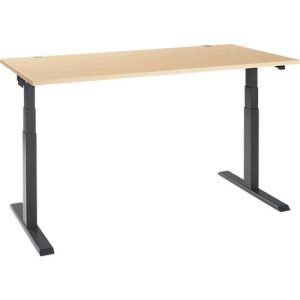 Schäfer Shop Select Schreibtisch ERGO-T 2.0, elektrisch höhenverstellbar, Rechteck, T-Fuß, B 1600 x T 800 x H 640-1300 mm, Ahorn/anthrazit