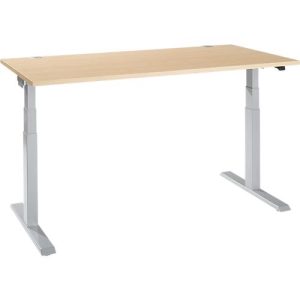 Schäfer Shop Select Schreibtisch ERGO-T 2.0, elektrisch höhenverstellbar, Rechteck, T-Fuß, B 1600 x T 800 x H 640-1300 mm, Ahorn/weißalu