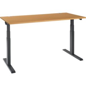 Schäfer Shop Select Schreibtisch ERGO-T 2.0, elektrisch höhenverstellbar, Rechteck, T-Fuß, B 1600 x T 800 x H 640-1300 mm, Buche/anthrazit