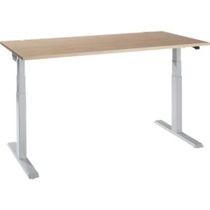 Schäfer Shop Select Schreibtisch ERGO-T 2.0, elektrisch höhenverstellbar, Rechteck, T-Fuß, B 1600 x T 800 x H 640-1300 mm, Eiche-Dekor/weißalu