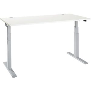 Schäfer Shop Select Schreibtisch ERGO-T 2.0, elektrisch höhenverstellbar, Rechteck, T-Fuß, B 1600 x T 800 x H 640-1300 mm, weiß/weißalu