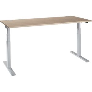 Schäfer Shop Select Schreibtisch ERGO-T 2.0, elektrisch höhenverstellbar, Rechteck, T-Fuß, B 1800 x T 800 x H 640-1300 mm, Eiche-Dekor/weißalu