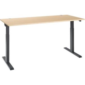 Schäfer Shop Select Schreibtisch ERGO-T 2.0, elektrisch höhenverstellbar, Rechteck, T-Fuß, B 1800 x T 800 x H 715-1205 mm, Ahorn/anthrazit