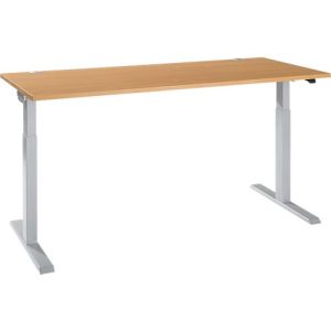 Schäfer Shop Select Schreibtisch ERGO-T 2.0, elektrisch höhenverstellbar, Rechteck, T-Fuß, B 1800 x T 800 x H 715-1205 mm, Buche/weißalu