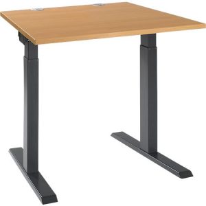 Schäfer Shop Select Schreibtisch ERGO-T 2.0, Quadrat, T-Fuß, B 800 x T 800 x H 675-895 mm, Buche/anthrazit