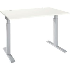 Schäfer Shop Select Schreibtisch ERGO-T 2.0, Rechteck, T-Fuß, B 1200 x T 800 x H 675-895 mm, weiß/weißalu