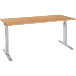 Schäfer Shop Select Schreibtisch ERGO-T 2.0, Rechteck, T-Fuß, B 1800 x T 800 x H 675-895 mm, Buche/weißalu