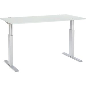 Schäfer Shop Select Schreibtisch ERGO-T, elektrisch höhenverstellbar, Rechteck, T-Fuß, B 1600 x T 800 x H 725-1185 mm, lichtgrau/alusilber