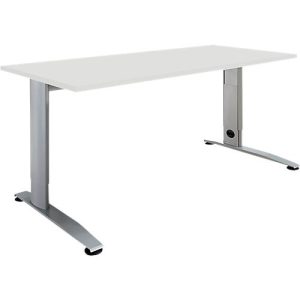 Schäfer Shop Select Schreibtisch LOGIN, manuell höheneinstellbar, C-Fuß, B 1200 x T 800 x H 660-820 mm, lichtgrau/weißalu