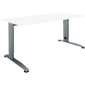 Schäfer Shop Select Schreibtisch LOGIN, manuell höheneinstellbar, C-Fuß, B 1200 x T 800 x H 660-820 mm, weiß/basaltgrau
