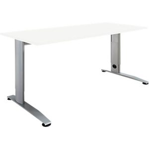 Schäfer Shop Select Schreibtisch LOGIN, manuell höheneinstellbar, C-Fuß, B 1200 x T 800 x H 660-820 mm, weiß/weißalu