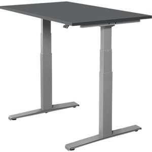 Schäfer Shop Select Schreibtisch SET UP, elektrisch höhenverstellbar, Rechteck, T-Fuß, B 1200 x T 800 x H 645-1290 mm, graphit/weißaluminium
