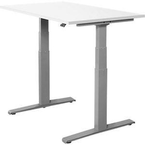 Schäfer Shop Select Schreibtisch SET UP, elektrisch höhenverstellbar, Rechteck, T-Fuß, B 1200 x T 800 x H 645-1290 mm, weiß/weißaluminium