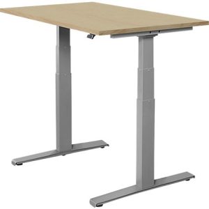 Schäfer Shop Select Schreibtisch SET UP, elektrisch höhenverstellbar, Rechteck, T-Fuß, B 1200 x T 800 x H 645-1290 mm, Wildeiche/weißaluminium