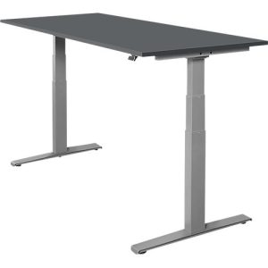 Schäfer Shop Select Schreibtisch SET UP, elektrisch höhenverstellbar, Rechteck, T-Fuß, B 1800 x T 800 x H 645-1290 mm, graphit/weißaluminium