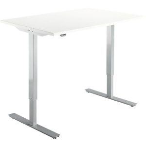 Schäfer Shop Select Schreibtisch Start Off, elektrisch höhenverstellbar, Rechteck, T-Fuß, B 1200 x T 800 x H 755-1255 mm, weiß/weißalu