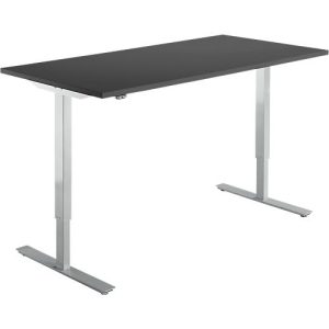 Schäfer Shop Select Schreibtisch Start Off, elektrisch höhenverstellbar, Rechteck, T-Fuß, B 1600 x T 800 x H 755-1255 mm, graphit/weißalu
