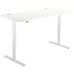 Schäfer Shop Select Schreibtisch Start Off, elektrisch höhenverstellbar, Rechteck, T-Fuß, B 1600 x T 800 x H 755-1255 mm, weiß