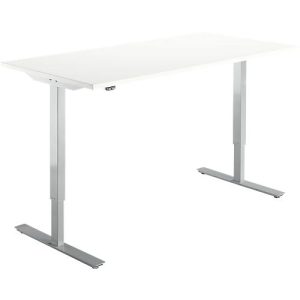 Schäfer Shop Select Schreibtisch Start Off, elektrisch höhenverstellbar, Rechteck, T-Fuß, B 1600 x T 800 x H 755-1255 mm, weiß/weißalu