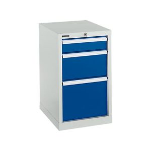 Schäfer Shop Select Schubladenschrank 18-27, 3 Schübe (H 100/200/300mm), bis 75 kg, B 411 x T 572 x H 700 mm, enzianblau/lichtgrau