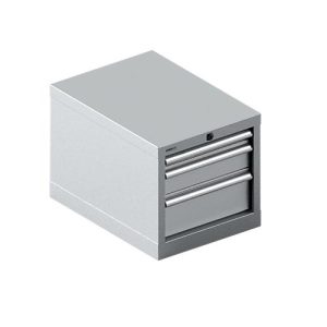Schäfer Shop Select Schubladenschrank 18-27, 3 Schübe (H 50/100/150mm), bis 75 kg, B 411 x T 572 x H 400 mm, weißaluminium/weißaluminium