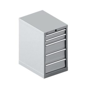 Schäfer Shop Select Schubladenschrank 18-27, 5 Schübe, bis 200 kg, B 411 x T 572 x H 700 mm, weißaluminium/weißaluminium
