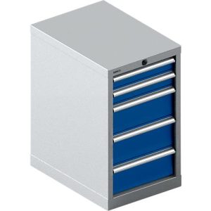 Schäfer Shop Select Schubladenschrank 18-27, 5 Schübe, bis 75 kg, B 411 x T 572 x H 700 mm, enzianblau/weißaluminium
