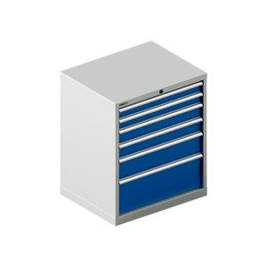 Schäfer Shop Select Schubladenschrank 36-27, 6 Schübe, bis 200 kg, B 717 x T 572 x H 850 mm, lichtgrau/enzianblau
