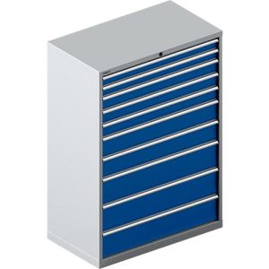 Schäfer Shop Select Schubladenschrank 54-27, 10 Schübe, bis 200 kg, B 1023 x T 572 x H 1450 mm, weißalu/enzianblau