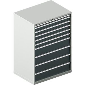 Schäfer Shop Select Schubladenschrank WSK 54-36, Stahl, 10 Schübe, bis 200 kg, B 1023 x T 725 x H 1450 mm, lichtgrau/anthrazitgrau