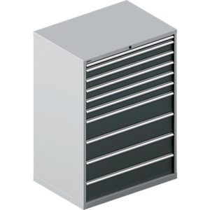 Schäfer Shop Select Schubladenschrank WSK 54-36, Stahl, 10 Schübe, bis 200 kg, B 1023 x T 725 x H 1450 mm, weissaluminium/anthrazitgrau
