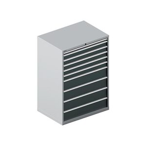 Schäfer Shop Select Schubladenschrank WSK 54-36, Stahl, 10 Schübe, bis 75 kg, B 1023 x T 725 x H 1450 mm, weissaluminium/anthrazitgrau