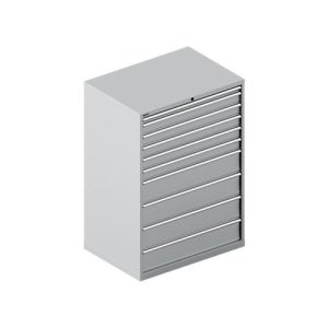Schäfer Shop Select Schubladenschrank WSK 54-36, Stahl, 10 Schübe, bis 75 kg, B 1023 x T 725 x H 1450 mm, weissaluminium/weissaluminium