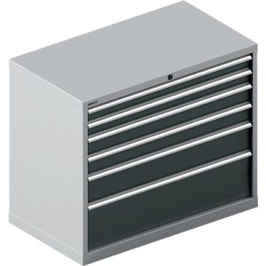 Schäfer Shop Select Schubladenschrank WSK 54-36, Stahl, 6 Schübe, bis 200 kg, B 1023 x T 725 x H 850 mm, weissaluminium/anthrazitgrau