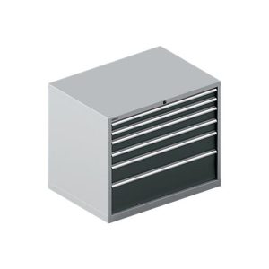 Schäfer Shop Select Schubladenschrank WSK 54-36, Stahl, 6 Schübe, bis 75 kg, B 1023 x T 725 x H 850 mm, weissaluminium/anthrazitgrau