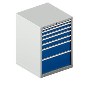 Schäfer Shop Select Schubladenschrank WSK 54-36, Stahl, 7 Schübe, bis 75 kg, B 1023 x T 725 x H 1000 mm, lichtgrau/enzianblau