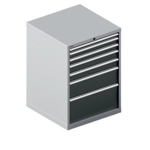 Schäfer Shop Select Schubladenschrank WSK 54-36, Stahl, 7 Schübe, bis 75 kg, B 1023 x T 725 x H 1000 mm, weissaluminium/anthrazitgrau