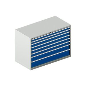 Schäfer Shop Select Schubladenschrank WSK 54-36, Stahl, 8 Schübe, bis 200 kg, B 1023 x T 725 x H 1000 mm, lichtgrau/enzianblau
