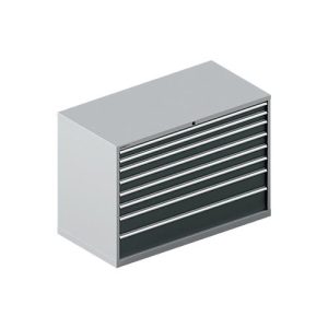 Schäfer Shop Select Schubladenschrank WSK 54-36, Stahl, 8 Schübe, bis 200 kg, B 1023 x T 725 x H 1000 mm, weissaluminium/anthrazitgrau