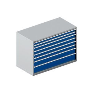 Schäfer Shop Select Schubladenschrank WSK 54-36, Stahl, 8 Schübe, bis 200 kg, B 1023 x T 725 x H 1000 mm, weissaluminium/enzianblau