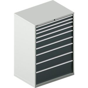 Schäfer Shop Select Schubladenschrank WSK 54-36, Stahl, 9 Schübe, bis 200 kg, B 1023 x T 725 x H 1450 mm, lichtgrau/anthrazitgrau